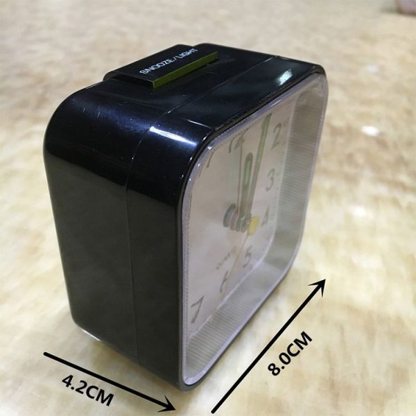 Square Mute Alarm Clock Mini Bedside Office Electronic Clock (White) - Image 3