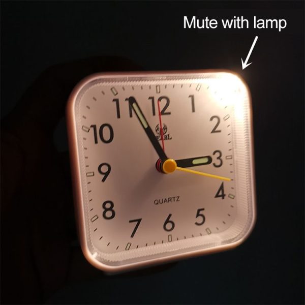 Square Mute Alarm Clock Mini Bedside Office Electronic Clock (White) - Image 4