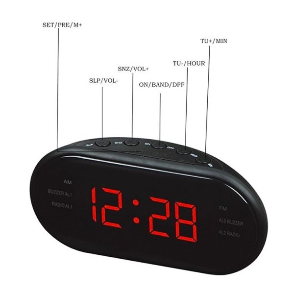 Oval Radio LED Digital Alarm Clock (Yellow) - Image 4