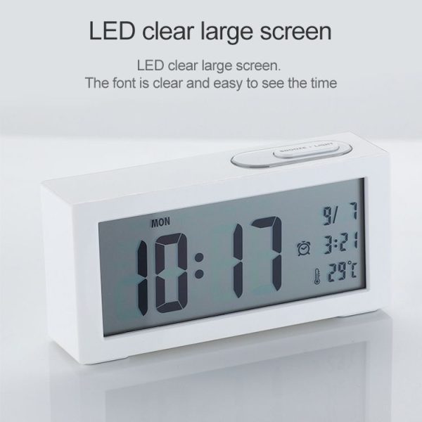 Automatic Night Light Electronic Clock Large Screen Adjustable Backlight Alarm Clock (Black) - Image 6