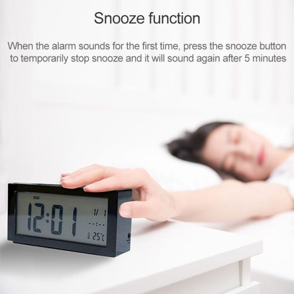 Automatic Night Light Electronic Clock Large Screen Adjustable Backlight Alarm Clock (Black) - Image 7