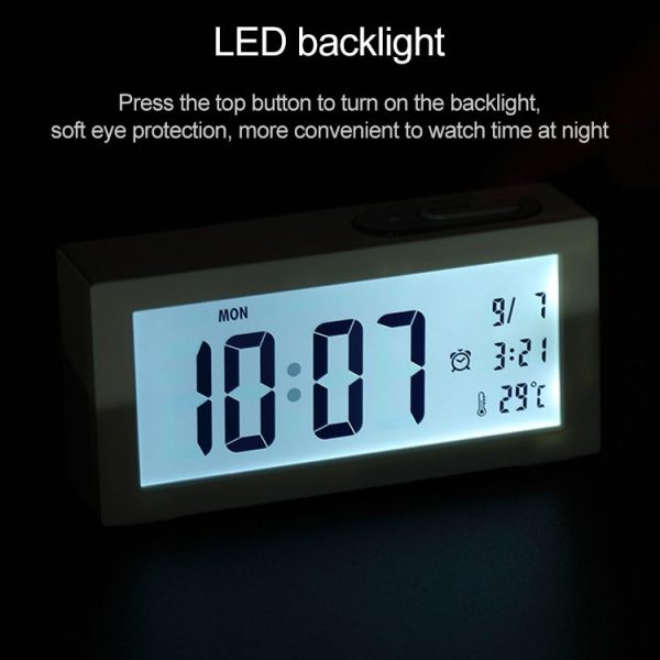Automatic Night Light Electronic Clock Large Screen Adjustable Backlight Alarm Clock (Black) - Image 9