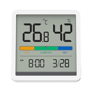 Original Xiaomi Youpin Miiiw Silent Indoor Temperaturer And Humidity Clock with Large 3.34 inch LCD Screen (White)