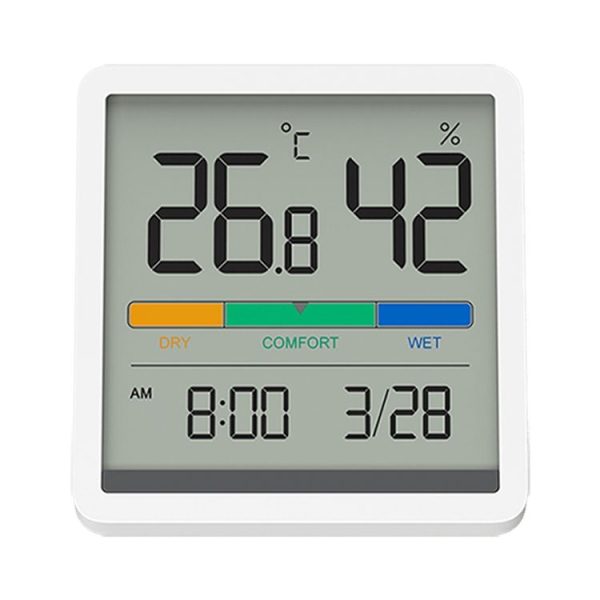 Original Xiaomi Youpin Miiiw Silent Indoor Temperaturer And Humidity Clock with Large 3.34 inch LCD Screen (White)