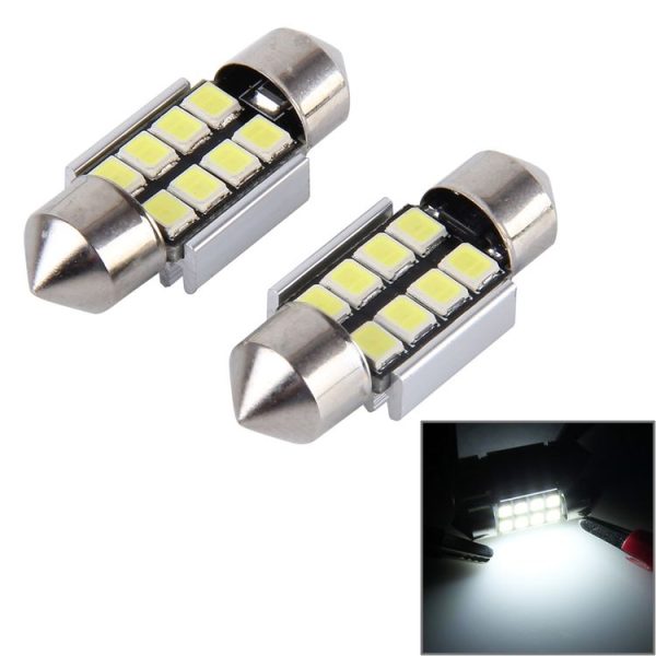 2 PCS 31mm Festoon 3W 300LM White Light 8 LED 3528 SMD Canbus Error-Free Car Reading Lamps, DC 12