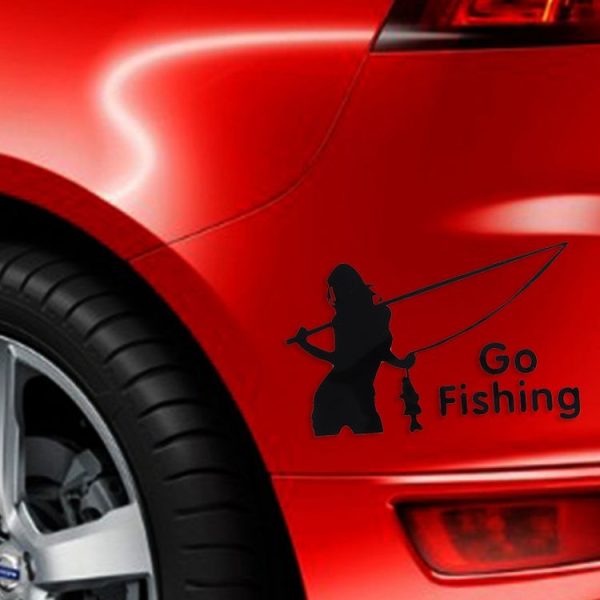 10 PCS Beauty Go Fishing Styling Reflective Car Sticker, Size: 14cm x 8.5cm (Black) - Image 4
