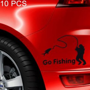 10 PCS Go Fishing Styling Reflective Car Sticker, Size: 14cm x 9.5cm (Black)