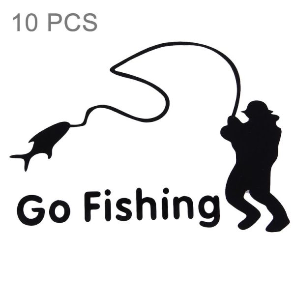 10 PCS Go Fishing Styling Reflective Car Sticker, Size: 14cm x 9.5cm (Black) - Image 2