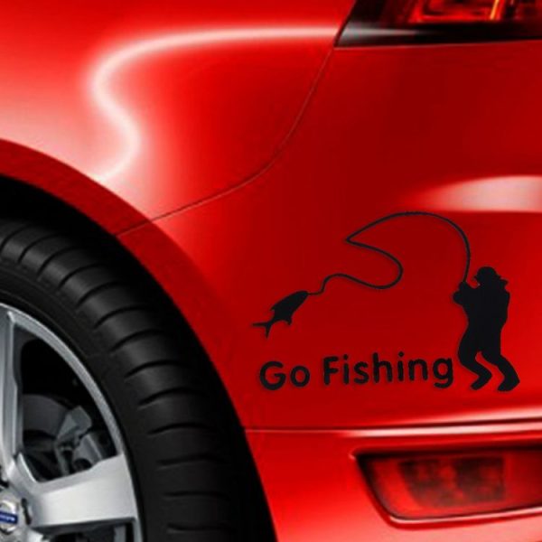10 PCS Go Fishing Styling Reflective Car Sticker, Size: 14cm x 9.5cm (Black) - Image 4