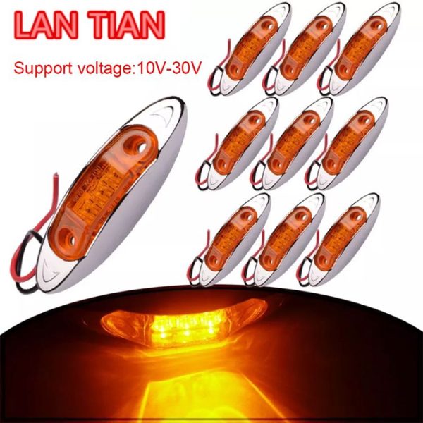 10 PCS DC 10-30V Car Truck Trailer Piranha 3-LED Side Marker Indicator Lights Bulb Lamp, Light Color: Yellow - Image 2