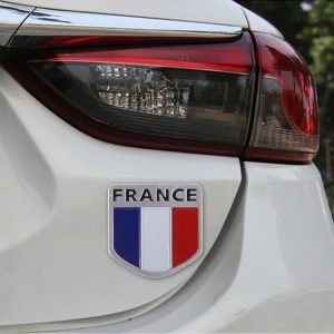 Shield Shape Metal Car Badge Decorative Sticker, Size: Small (French Flag)