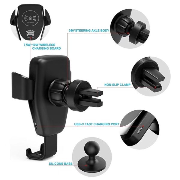 Car Air Outlet Bracket Wireless Charger Qi Standard Wireless Charger (White) - Image 9