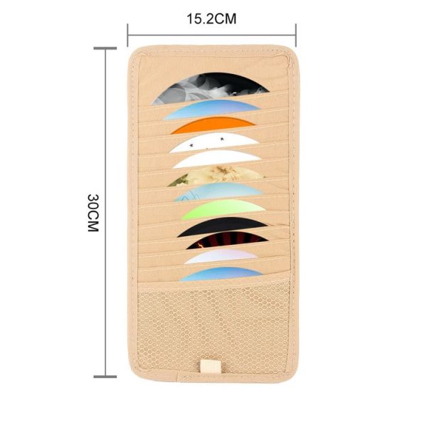 Car Visor CD DVD Disk Card Case Holder Clipper Bag Hold for 12PCS Disks (Khaki) - Image 2