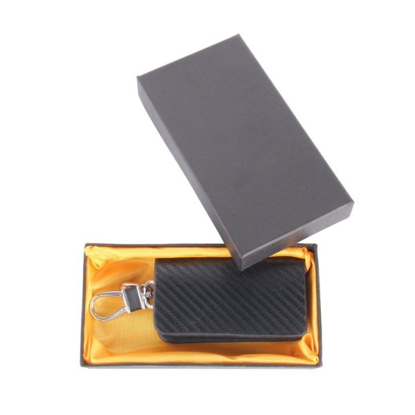 Universal Leather Carbon Fiber Texture Waist Hanging Zipper Wallets Key Holder Bag (No Include Key) (Black) - Image 6