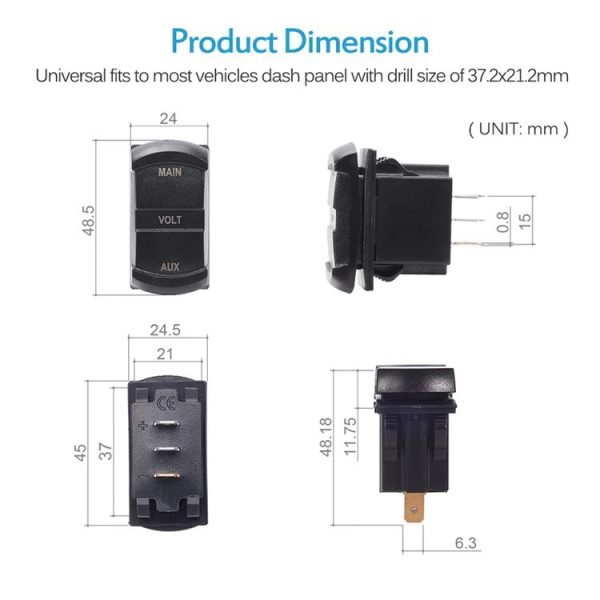 B3170 10-60V Switch Shape Double Display Voltage Tester with LED Display Light (Blue) - Image 7