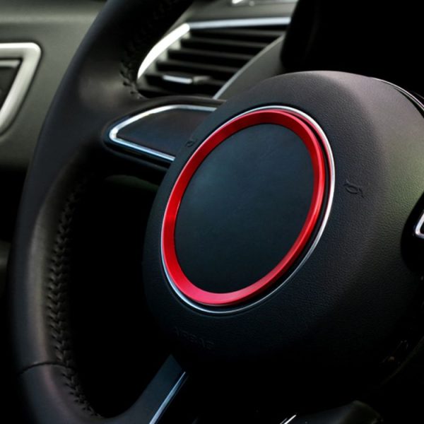 Car Aluminum Steering Wheel Decoration Ring For Audi (Red)