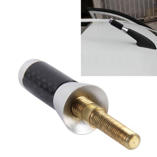 Carbon Fiber Aluminum Short Antenna Polished Universal Screws Base (Small Size) (Silver)