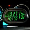 VST-7009V 4 In 1 Digital Car Thermometer Voltage Meter Luminous Clock Tester Detector LCD Monitor Back light (Green Light)