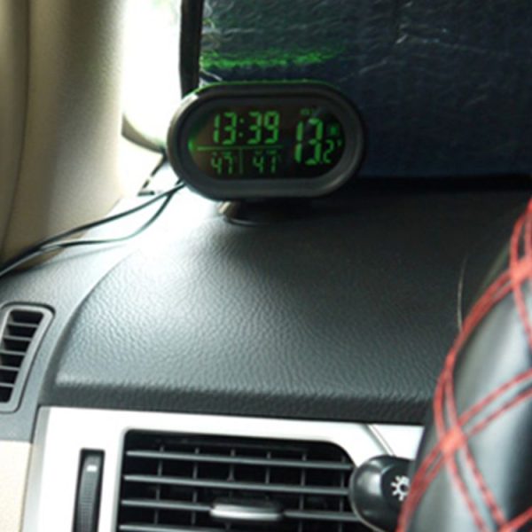 VST-7009V 4 In 1 Digital Car Thermometer Voltage Meter Luminous Clock Tester Detector LCD Monitor Back light (Green Light) - Image 7