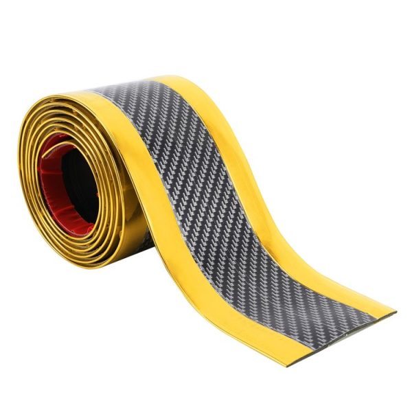 Universal Electroplate Carbon Fibre Car Door Threshold Decoration Strip Decorative Sticker, Size: 5CM x 2M (Gold) - Image 2