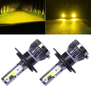 2 PCS H4 DC9-36V / 36W / 3000K / 6000LM IP68 Car / Motorcycle Mini COB LED Headlight Lamps / Fog Light (Gold Light)