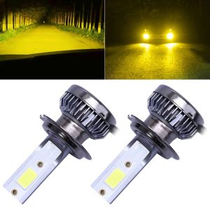 2 PCS H7 DC9-36V / 36W / 3000K / 6000LM IP68 Car / Motorcycle Mini COB LED Headlight Lamps / Fog Light (Gold Light)