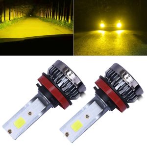 2 PCS H11 DC9-36V / 36W / 3000K / 6000LM IP68 Car / Motorcycle Mini COB LED Headlight Lamps / Fog Light (Gold Light)