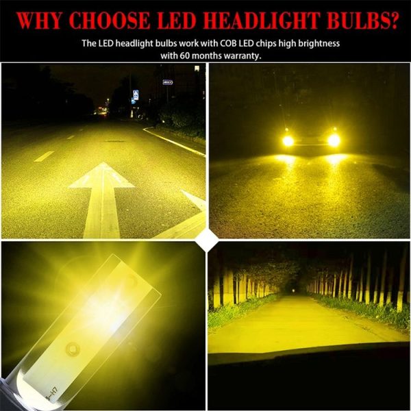 2 PCS H11 DC9-36V / 36W / 3000K / 6000LM IP68 Car / Motorcycle Mini COB LED Headlight Lamps / Fog Light (Gold Light) - Image 15