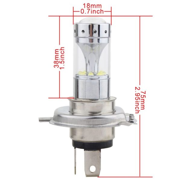 2 PCS H4 60W 1200 LM 6000K Car Fog Lights with 12 CREE XB-D LED Lamps, DC 12V (White Light) - Image 3
