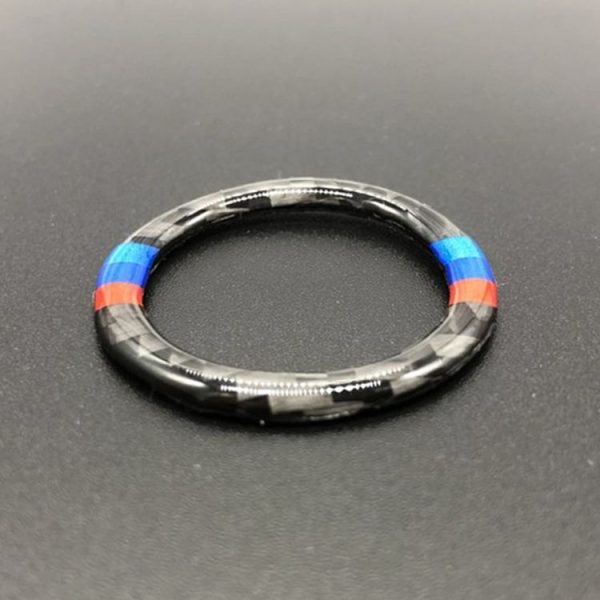 Car Carbon Fiber Soft Panel Engine Start Key Push Button Ring Trim Decorative Sticker for BMW E90 / E92 / E93 2005-2012 - Image 3