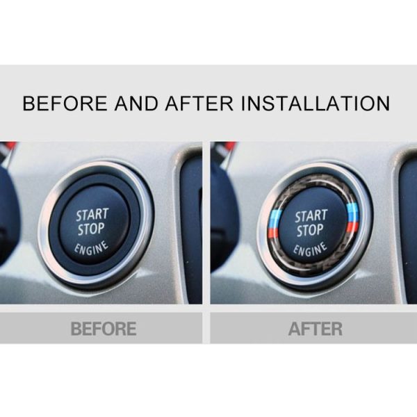 Car Carbon Fiber Soft Panel Engine Start Key Push Button Ring Trim Decorative Sticker for BMW E90 / E92 / E93 2005-2012 - Image 5