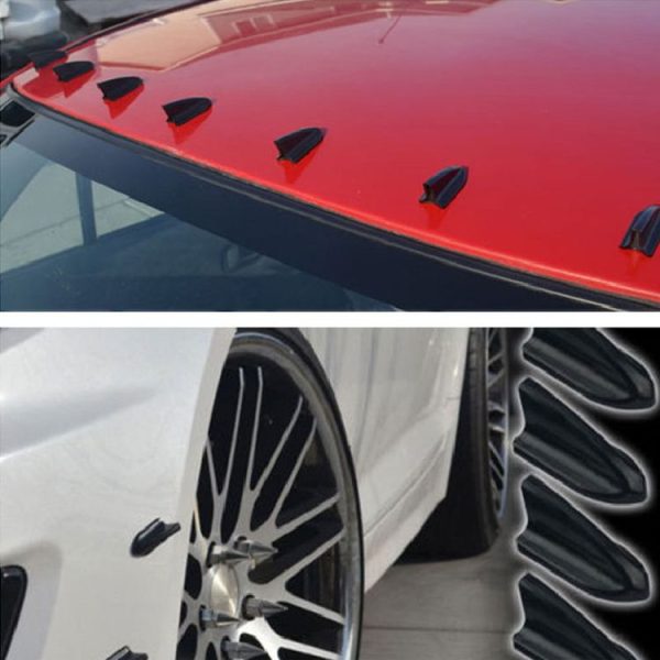 10 PCS Universal Car Carbon Fiber Texture Shark Fin Diffuser Vortex Generator Roof Spoiler - Image 6