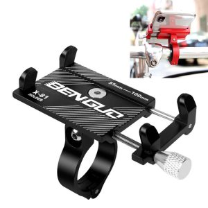 Motorcycle Handlebar Aluminum Alloy Phone Bracket (Black)