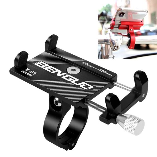 Motorcycle Handlebar Aluminum Alloy Phone Bracket (Black)