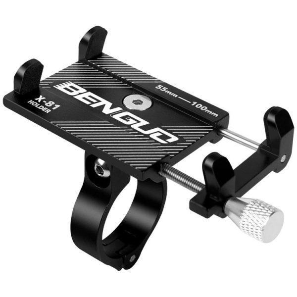Motorcycle Handlebar Aluminum Alloy Phone Bracket (Black) - Image 2