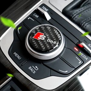 Car Carbon Fiber Gear Multimedia Knob Decorative Sticker for Audi A3 2014-2018