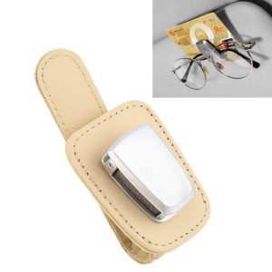 Car Multi-functional Sunglasses Clip Holder (Beige)