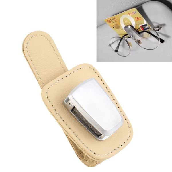 Car Multi-functional Sunglasses Clip Holder (Beige)