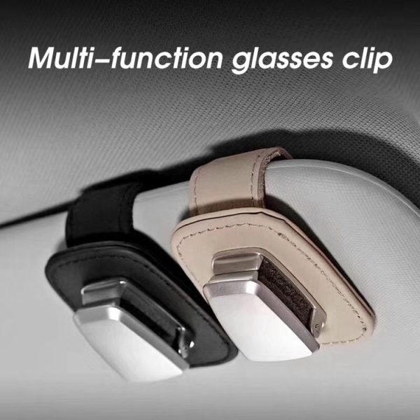 Car Multi-functional Sunglasses Clip Holder (Beige) - Image 10