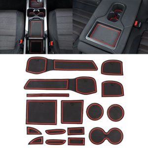 Car Water Cup Gate Slot Mats Plastic Red Anti-Slip Interior Door Pad for Nissan X-trail 2017 Five Seats