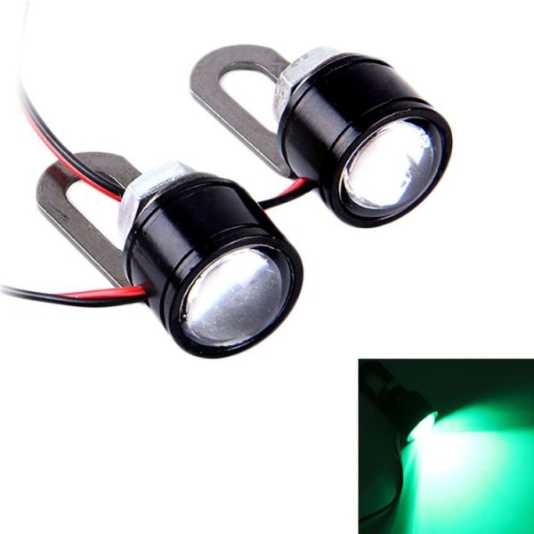 2 PCS 12V 3W Green Light Eagle Eyes LED Strobe Light For Motorcycle, Wire Length: 90cm