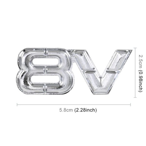V8 Connect Shape Car Metal Body Decorative Sticker, Size: S (Silver) - Image 3