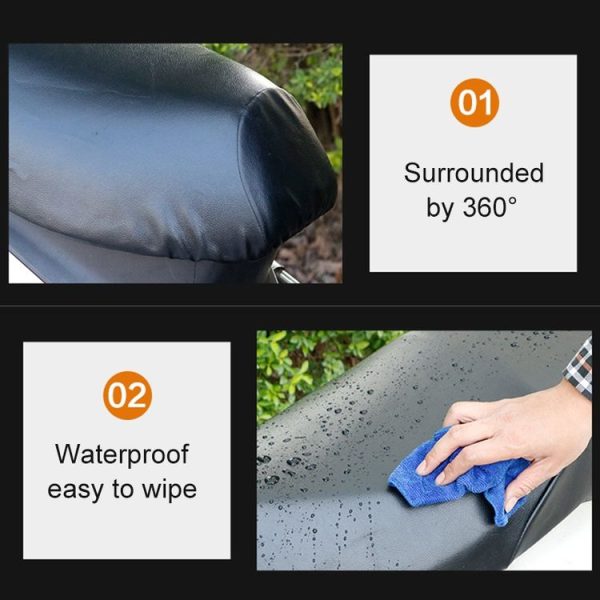 Waterproof Motorcycle Black Leather Seat Cover Prevent Bask In Seat Scooter Cushion Protect, Size: S, Length: 42-47cm; Width: 20-30cm - Image 9