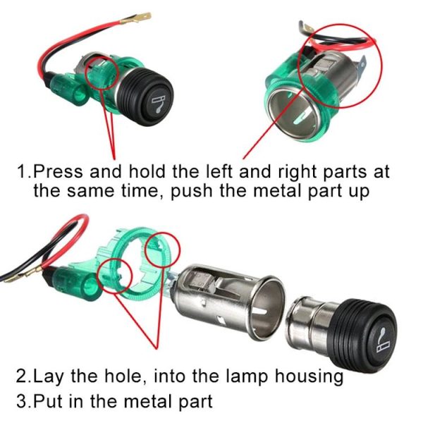 Car 10A 12V European Standard Cigarette Lighter Full Assembly with Light (Orange) - Image 4