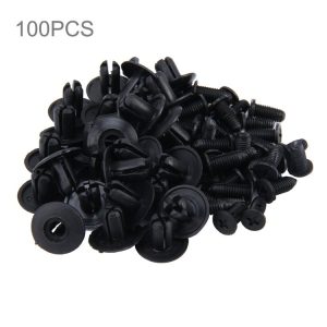100 PCS Hole Plastic Rivets Fastener Push Clips (Black)