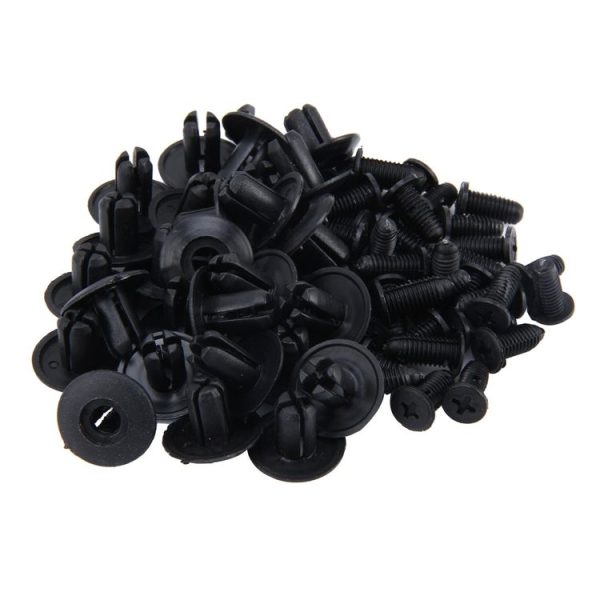 100 PCS Hole Plastic Rivets Fastener Push Clips (Black) - Image 2