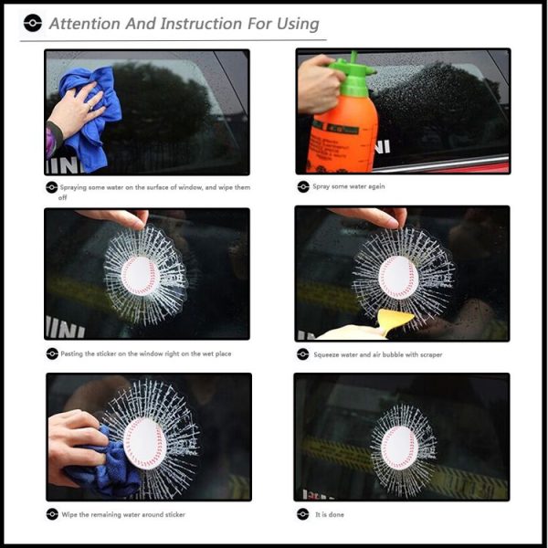 Creative 3D Deco Sport Balls Car Window Crack Decal Sticker (Baseball) - Image 6