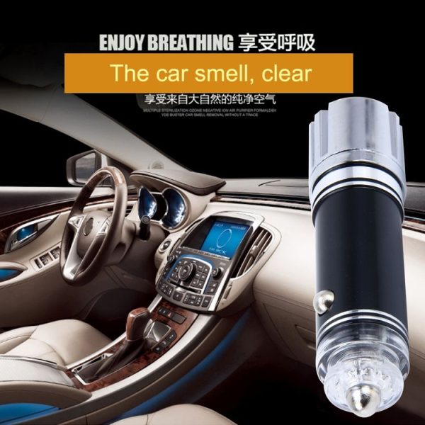 Car Cigarette Lighter Air Purifier Negative Ione Freshener Air Cleaner, Removes Pollen, Smoke, Bad Smell and Odors For Auto and Indoor (Black) - Image 6