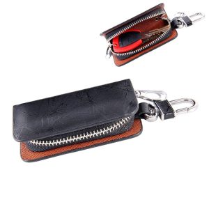 Universal Leather Roots Texture Waist Hanging Zipper Wallets Key Holder Bag (No Include Key) (Black)