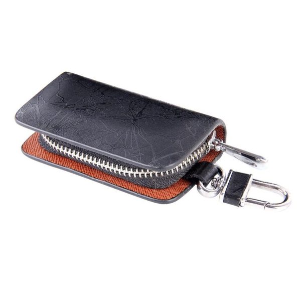 Universal Leather Roots Texture Waist Hanging Zipper Wallets Key Holder Bag (No Include Key) (Black) - Image 2